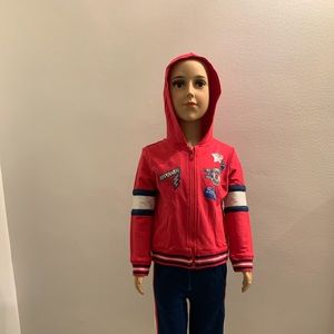 Boboli Little Girls Sweatsuit In Hot Pink/Blue.